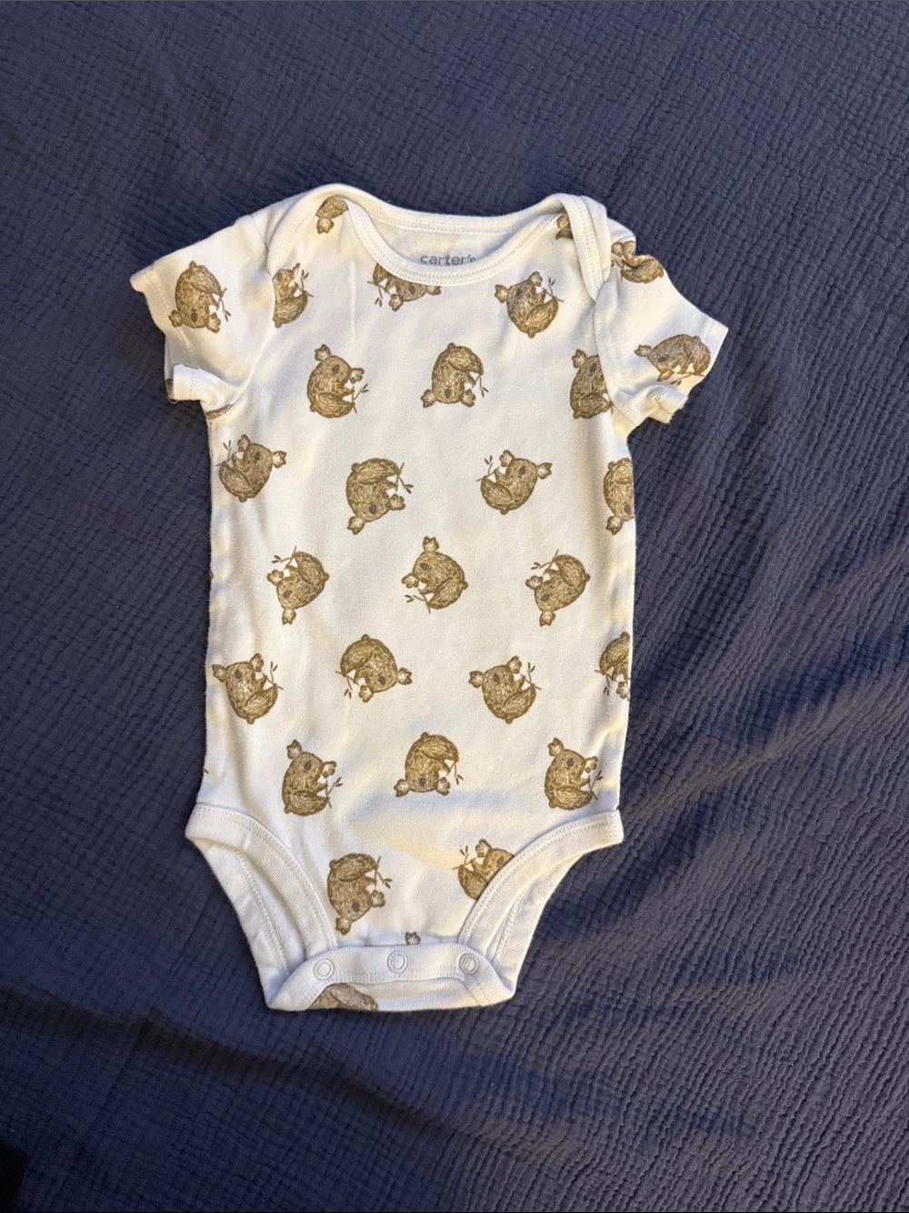 Carter's White One-Piece Bodysuit with Brown Animal Print Frogs